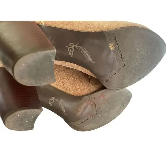 UGG Analise Chestnut Lace Up Ankle Boots Suede Chunky Heel Size 10 - Picture 5 of 13